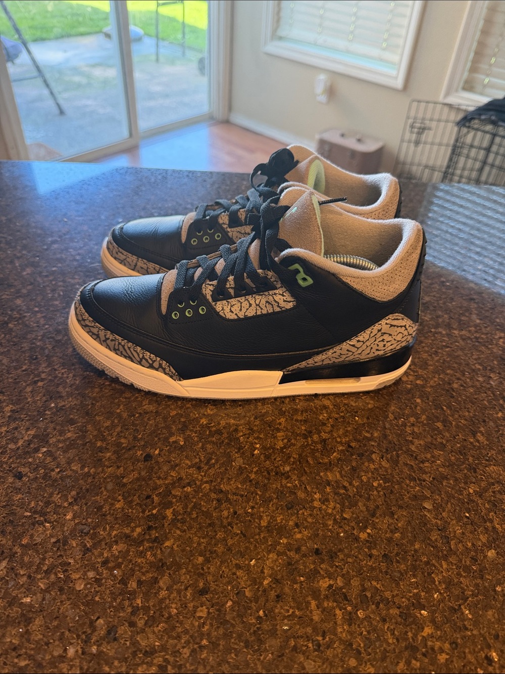 Men Jordan 3 green glow Athletic Sneakers - Comfortable Everyday Shoes